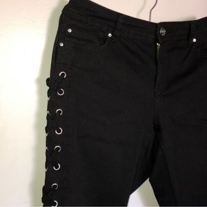 Braided Curvy fit straight leg black jean